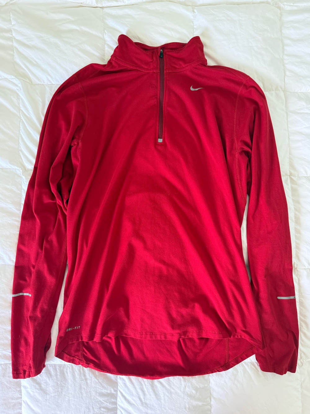 Nike Dri-Fit Active Wear Long Sleeve Men's Red Quarter-Zip Shirt Size Medium